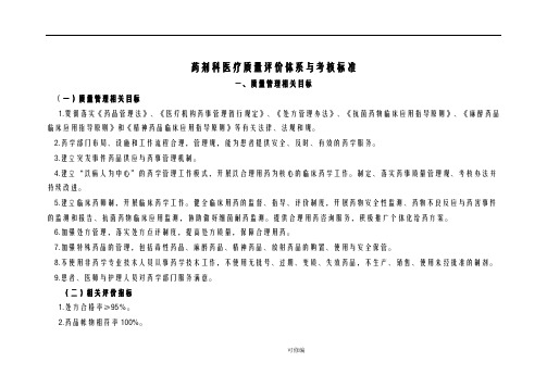 药剂科医疗质量管理与持续改进相关目标及质量考核标准