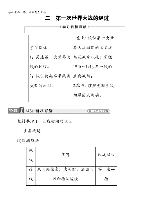 2018版高中历史人民版选修3教师用书：专题12第一次世界大战的经过含解析