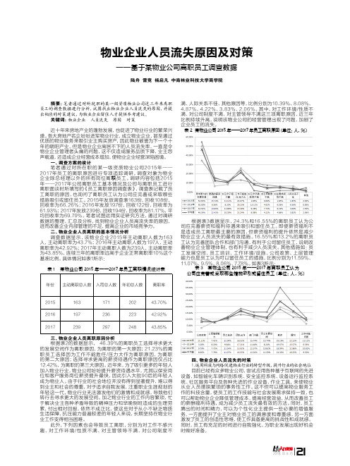 物业企业人员流失原因及对策——基于某物业公司离职员工调查数据