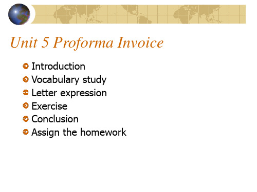 外贸函电Unit 5 PROFORMA INVOICE资料