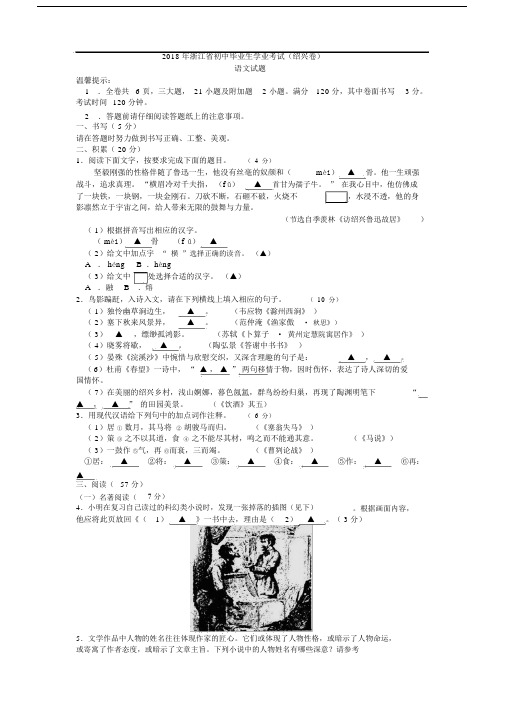 浙江省绍兴市2018年中考语文真题试卷及答案.docx