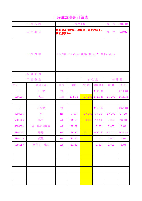 2206.02磨耗层(级配砂砾),压实厚度3cm