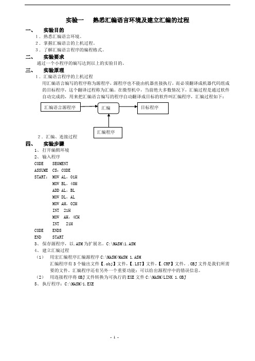 微机原理与接口技术实验讲义