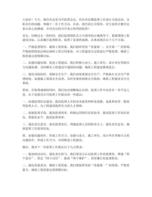 监理会议公司领导发言稿