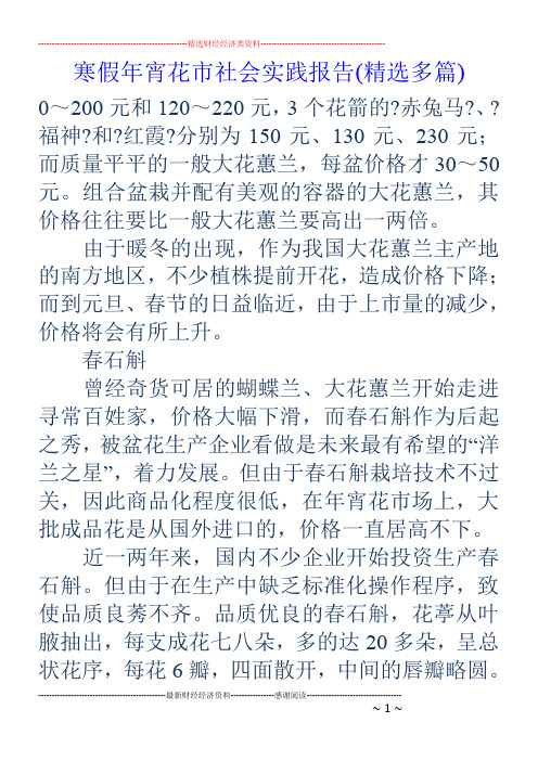 寒假年宵花市社会实践报告(精选多篇)