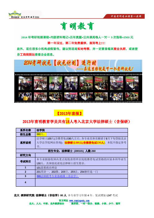 2014年北京大学法学硕士考研复试安排