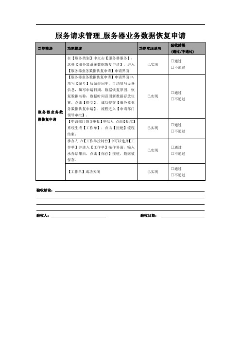 功能验收清单