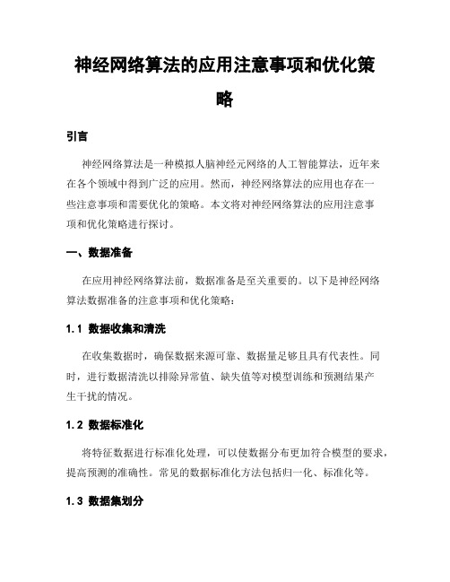 神经网络算法的应用注意事项和优化策略