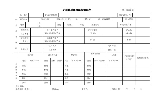 矿山地质环境现状调查表第1页共3页