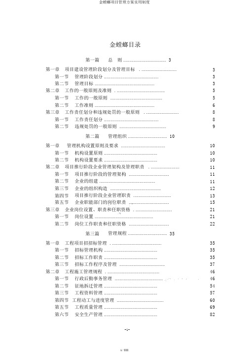 金螳螂项目管理方案实用制度