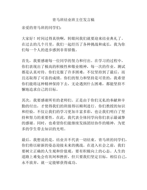 青马班结业班主任发言稿