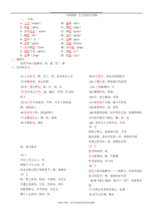 最新《赤壁赋》文言知识点归纳