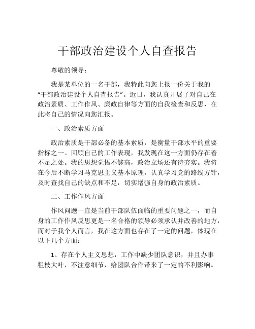 干部政治建设个人自查报告