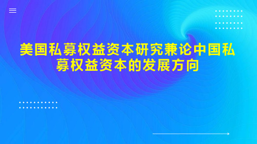 美国私募权益资本研究兼论中国私募权益资本的发展方向