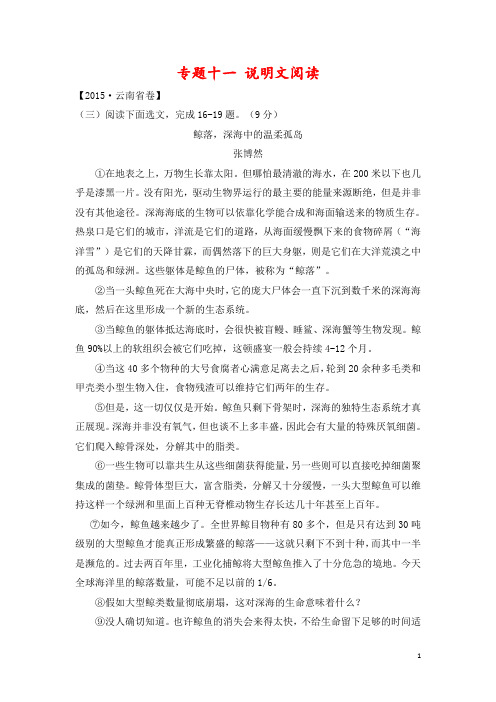 江西省中考语文专题十一说明文阅读复习同步训练