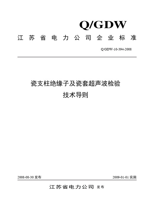 瓷支柱绝缘子及瓷套超声波检验技术导则