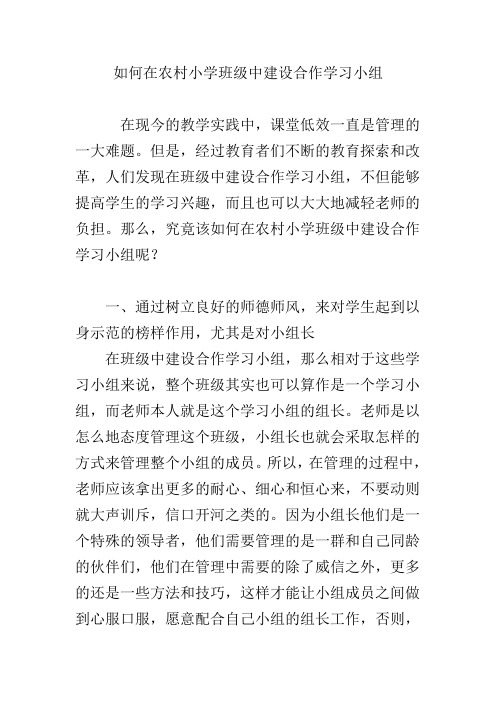 如何在农村小学班级中建设合作学习小组