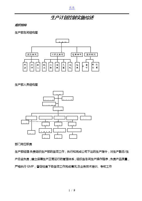 生产计划控制实施综述