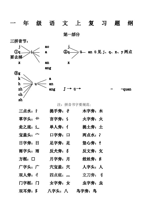 一年级上册语文期末复习整理