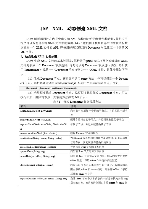 JSP  XML  动态创建XML文档