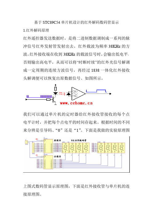 红外解码管数码管显示 (用户码和数据码)