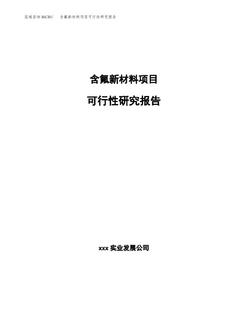 含氟新材料项目可行性研究报告(参考模板范文)