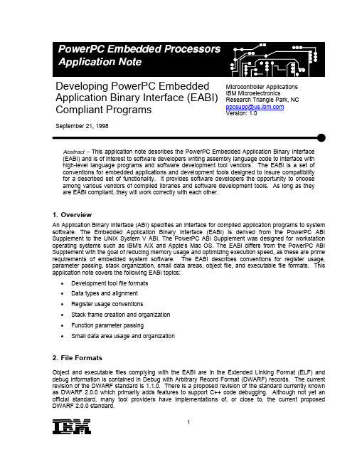 Developing PowerPC Embedded Application Binary Interface (EABI) Compliant Programs