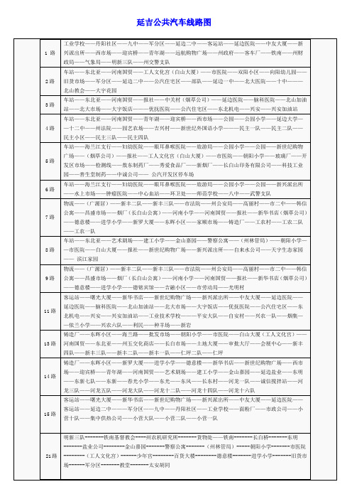 延吉公共汽车线路图