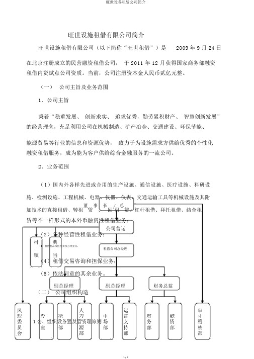 旺世设备租赁公司简介