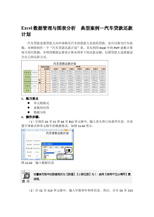 Excel数据管理与图表分析  典型案例-汽车贷款还款计划