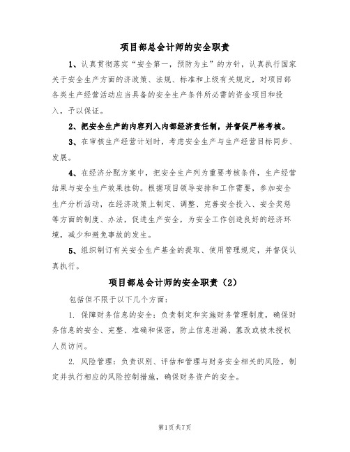 项目部总会计师的安全职责（5篇）