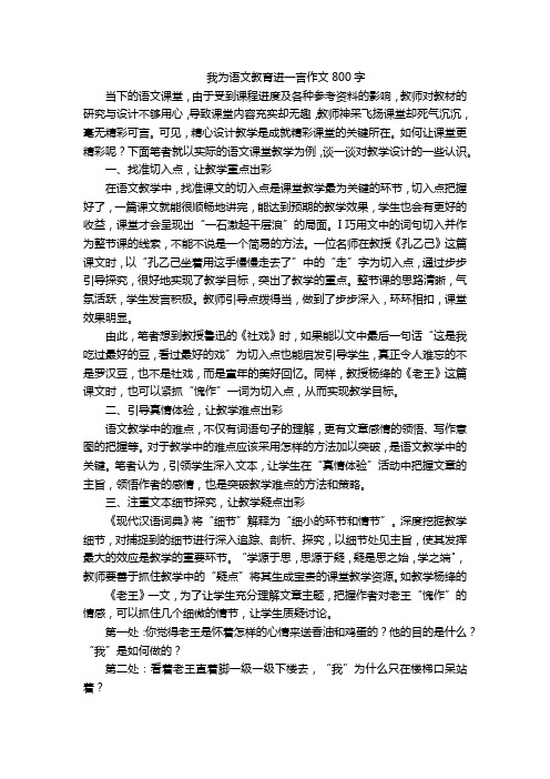 我为语文教育进一言作文800字