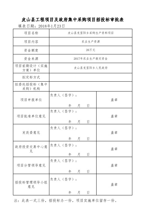 政府采购项目审批表