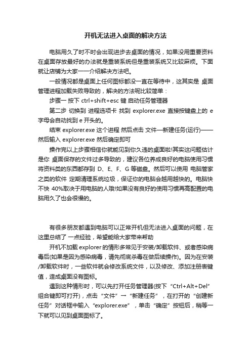 开机无法进入桌面的解决方法