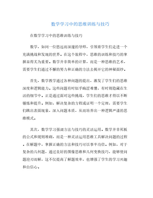 数学学习中的思维训练与技巧