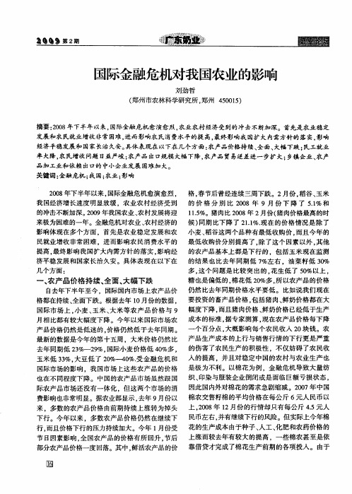 国际金融危机对我国农业的影响