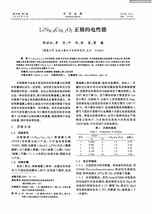 LiNi0.8Co0.2O2正极的电性能