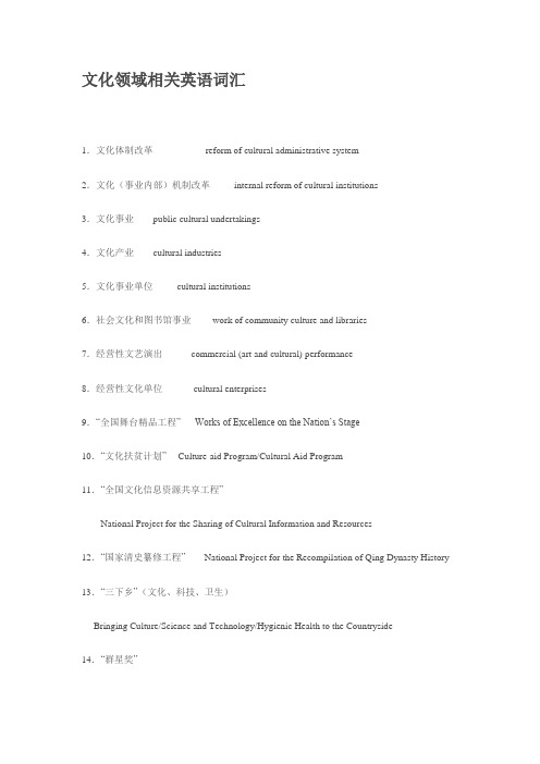 文化领域相关英语词汇