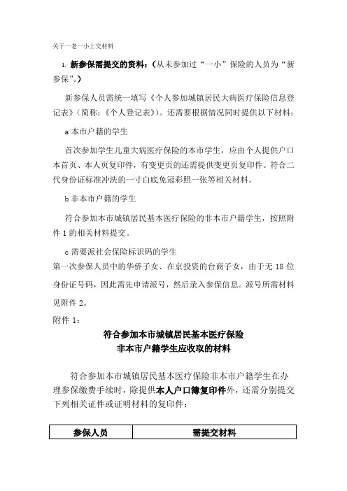 关于一老一小社保提交材料