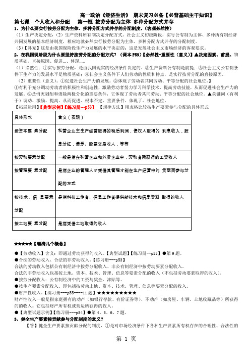 编辑版期末复习必备必背基础主干知识《经济生活》第四单元13页