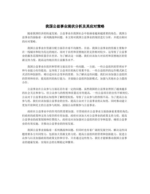 我国公益事业现状分析及其应对策略