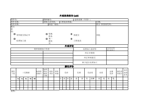 外观批准报告(AAR)