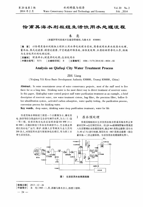 恰甫其海水利枢纽生活饮用水处理流程