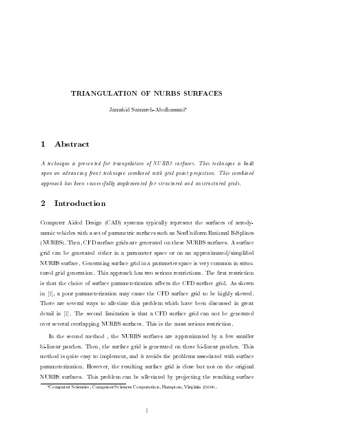 1 Abstract TRIANGULATION OF NURBS SURFACES