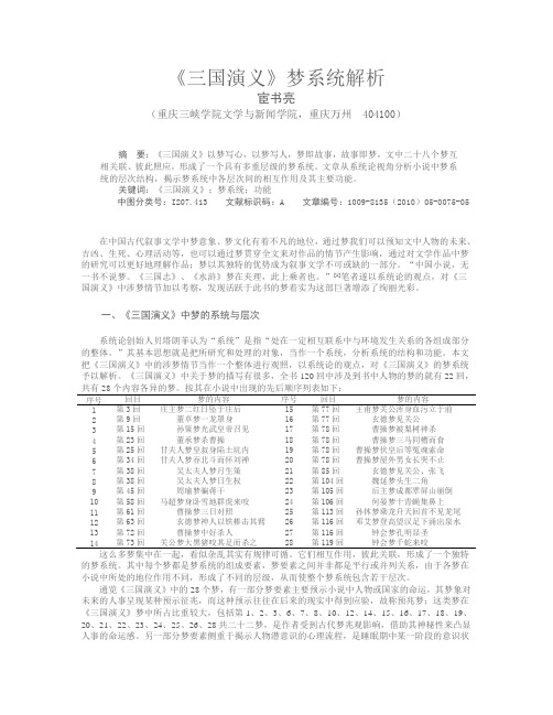 《三国演义》梦系统解析