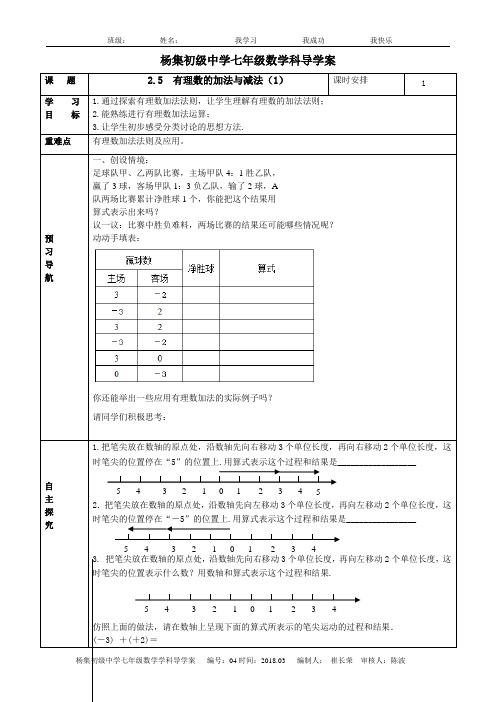 有理数的加法与减法(1)