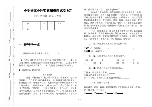 【小学教育】2019最新小学语文小升初(通用版)真题模拟试卷RG7—8K可直接打印