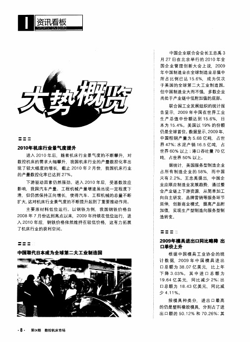 2009年模具进出口同比略降出口单价上升