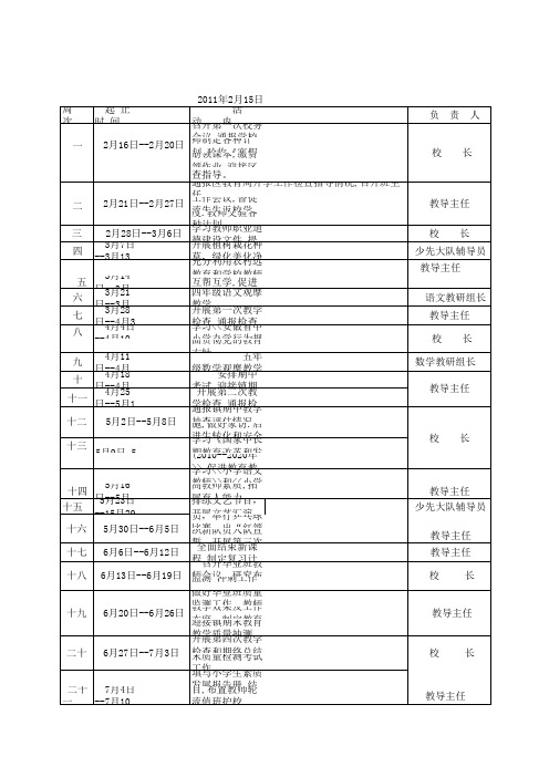 XXXXX小学春期行事历