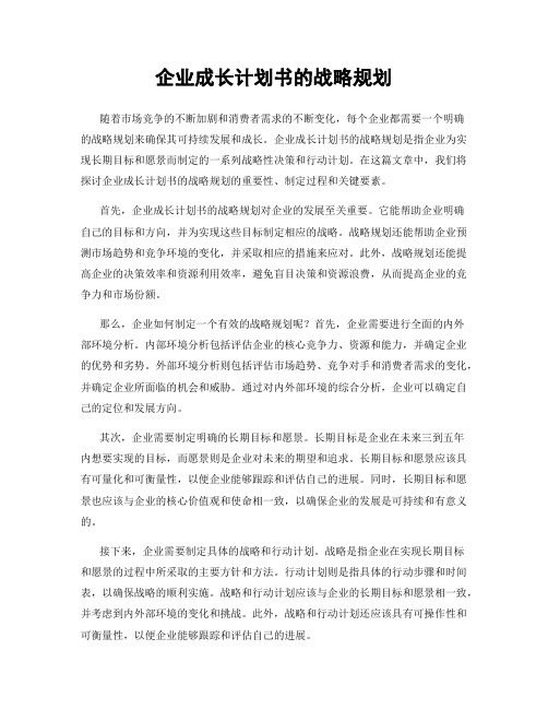 企业成长计划书的战略规划